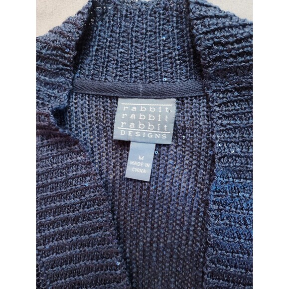 Women's Rabbit Rabbit Rabbit Long Sleeve Open Knit Cardigan Blue Medium - Picture 4 of 6